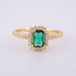 Anillo Solitario Halo Rectangular 2.65g / T8 1/4 Oro Amarillo 18K