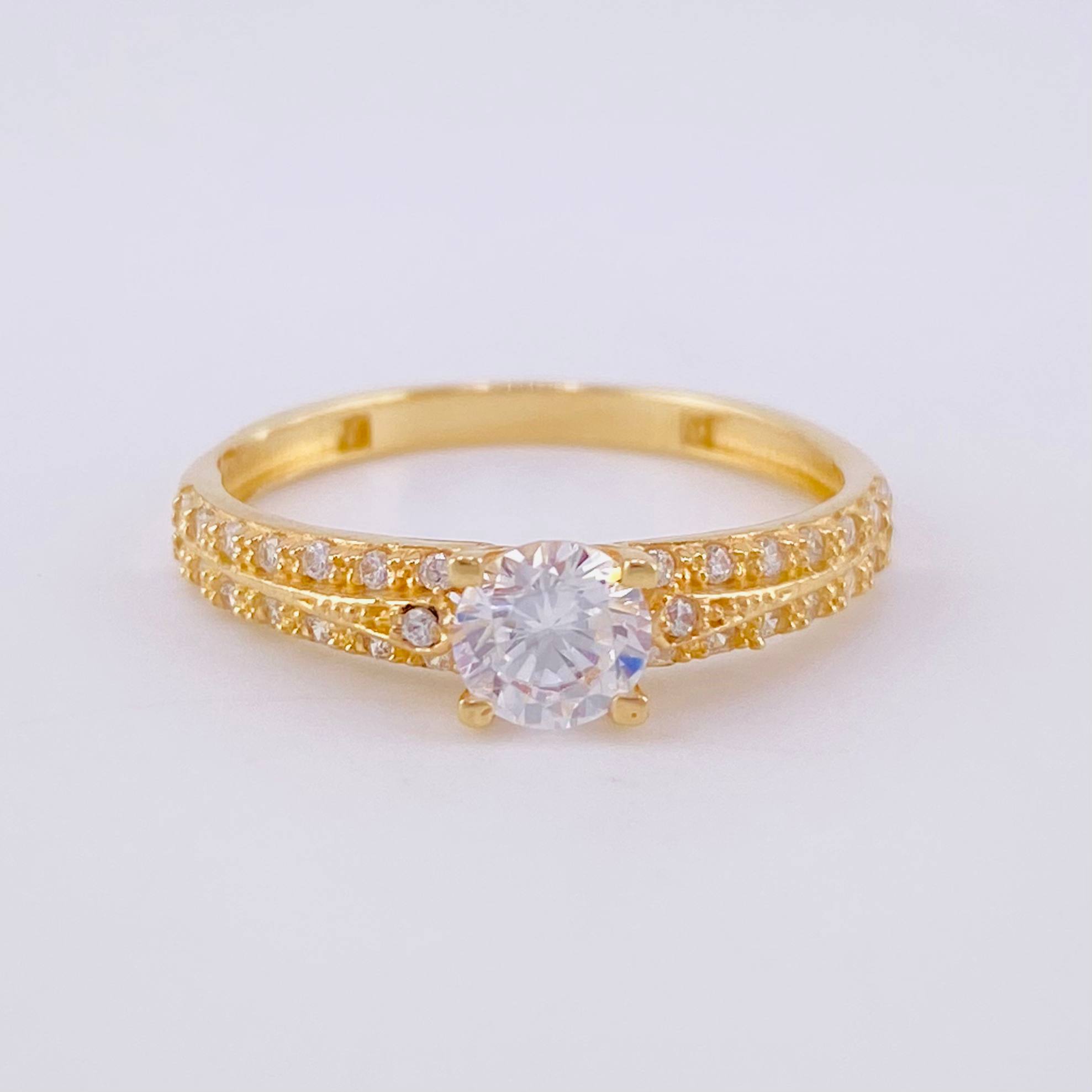 Anillo Solitario Doble Carril 2.35g / T6 1/2 Oro Amarillo 18K