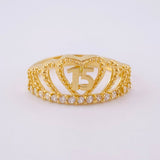 Anillo Corona Corazón Quinces 3.15g / T8 1/4 Oro Amarillo 18K