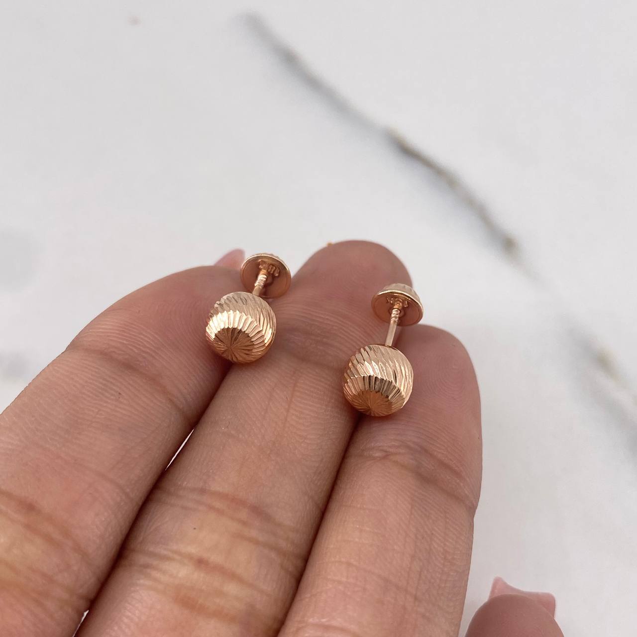 Topos Bola 0.9gr / 7mm Diamantadas Oro Rosa 18K &