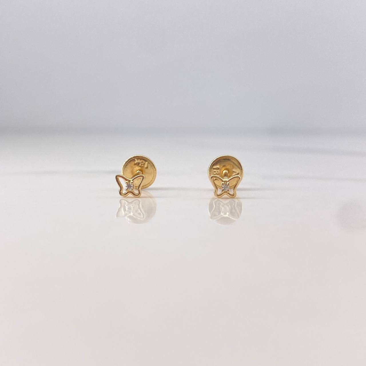 Topos Mariposa 0.45gr / Circon Blanco Oro Amarillo 18K &