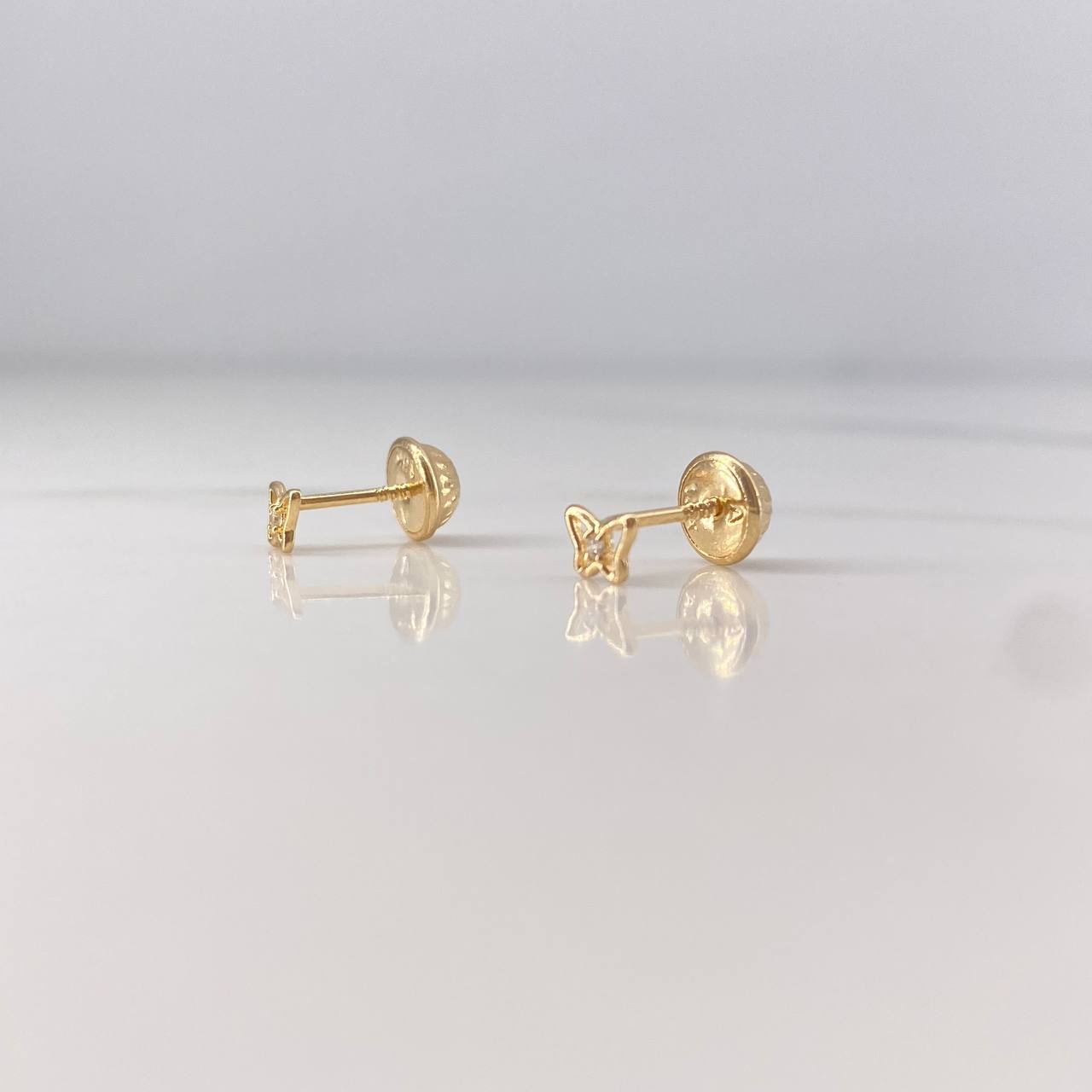 Topos Mariposa 0.45gr / Circon Blanco Oro Amarillo 18K &