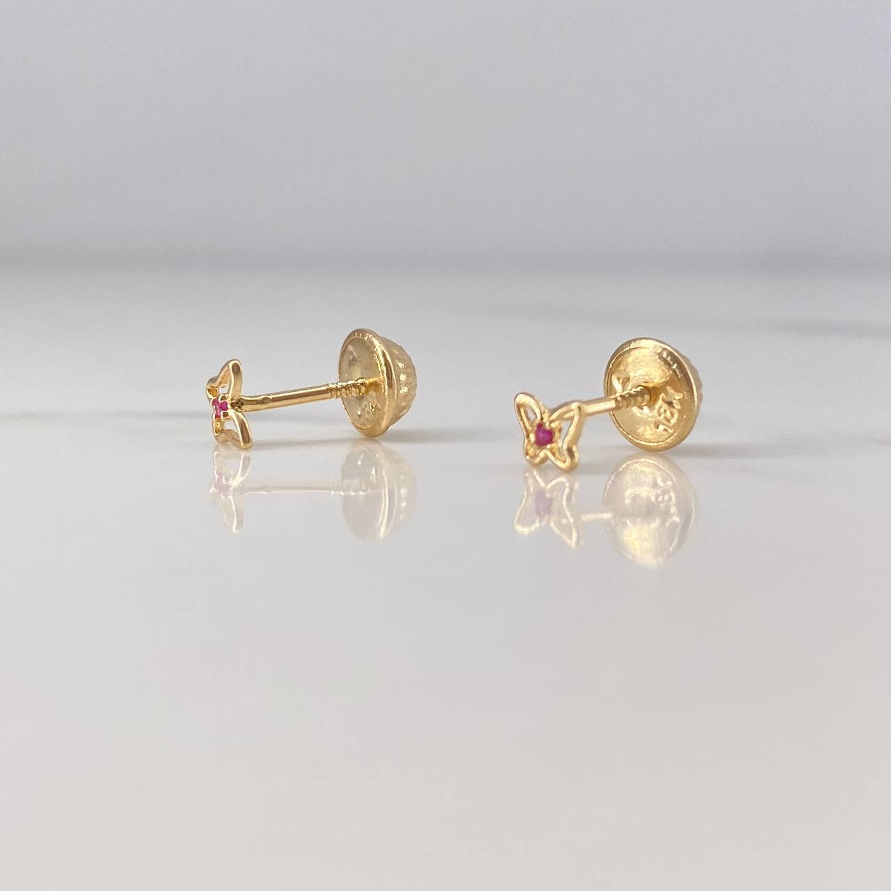 Topos Mariposa 0.45gr / Circon Fucsia Oro Amarillo 18K &