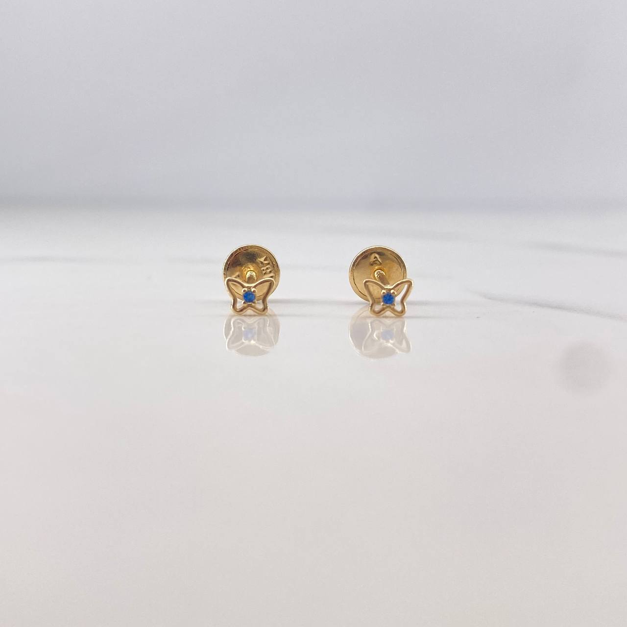 Topos Mariposa 0.45gr / Circon Azul Oro Amarillo 18K &