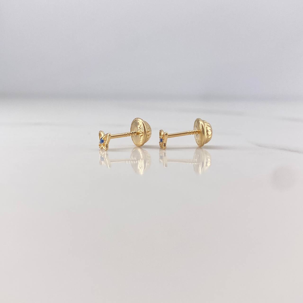 Topos Mariposa 0.45gr / Circon Azul Oro Amarillo 18K &