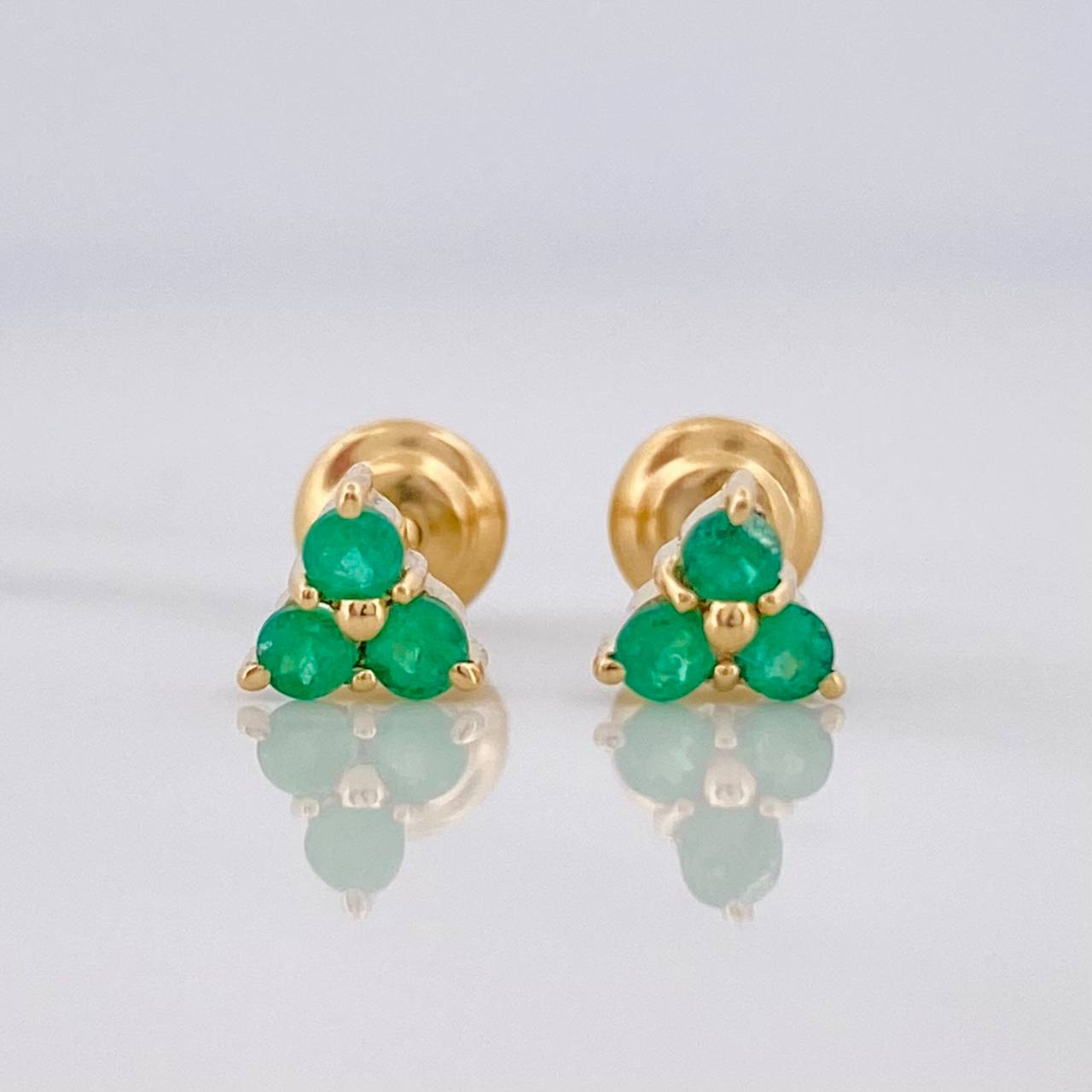 Topos Trebol Esmeralda 12pts 0.85g / 4.86mm Oro Amarillo 18K