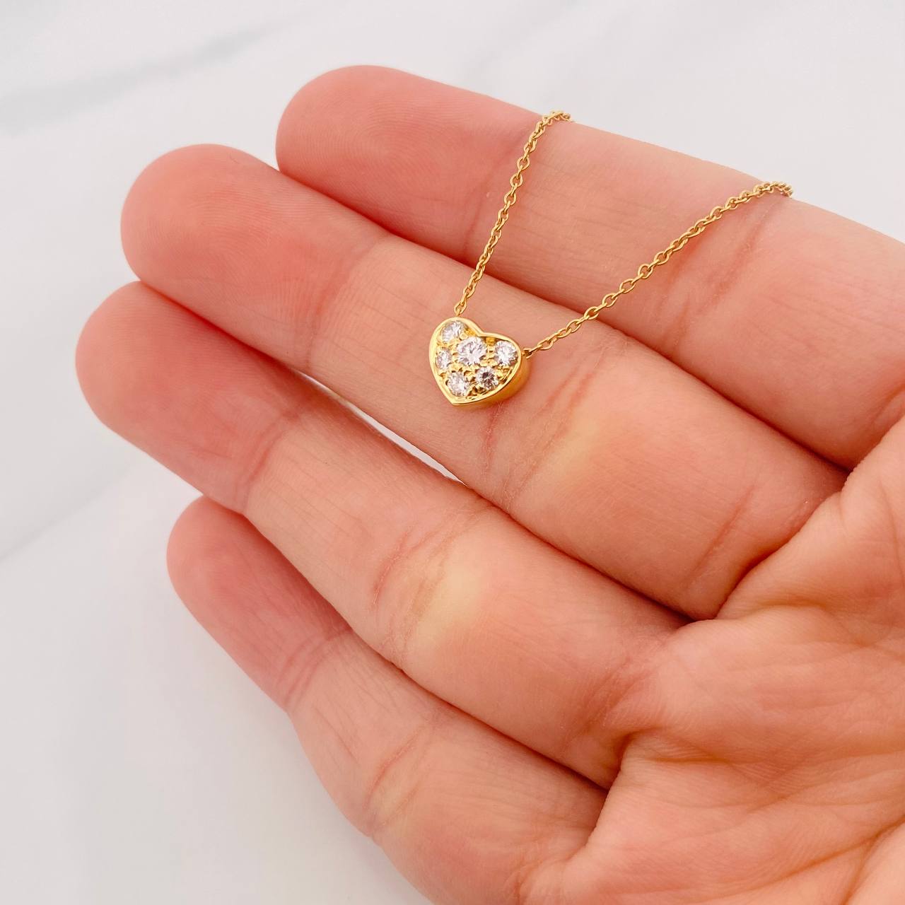 Cadena Rolo Corazon Diamante 12pts 2.55g / 40cm / 1mm Oro Amarillo 18K