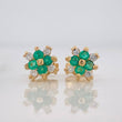 Topos Flor Diamantes 40pts Esmeraldas 15pts 1.75g / 7mm Oro Amarillo 18K