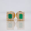 Topos Halo Cuadrado Diamantes 56pts Esmeralda 22pts 3.4g / 6.45mm Oro Amarillo 18K