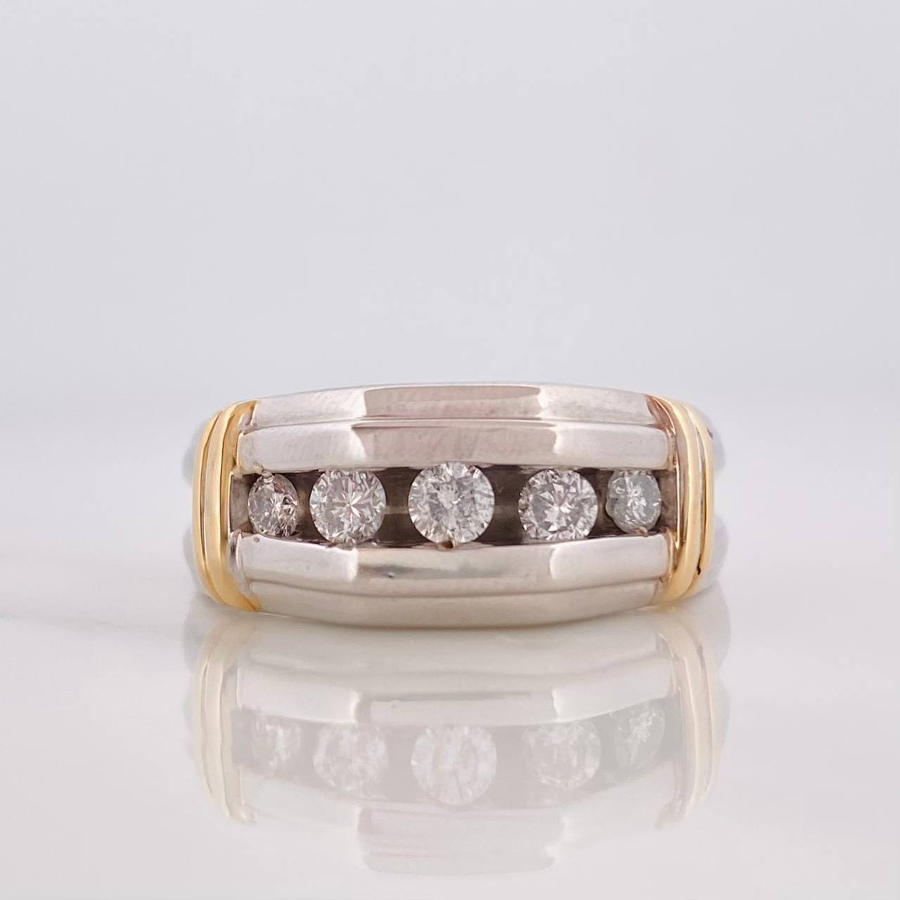 Anillo Monarca Diamantes 23pts 8.9g / T10 Dos Oros Amarillo Blanco 14K