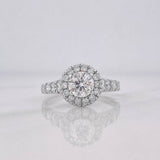 Anillo Halo Solitario Diamantes 1.33qts 3.45g / T7 1/4 Oro Blanco 18K