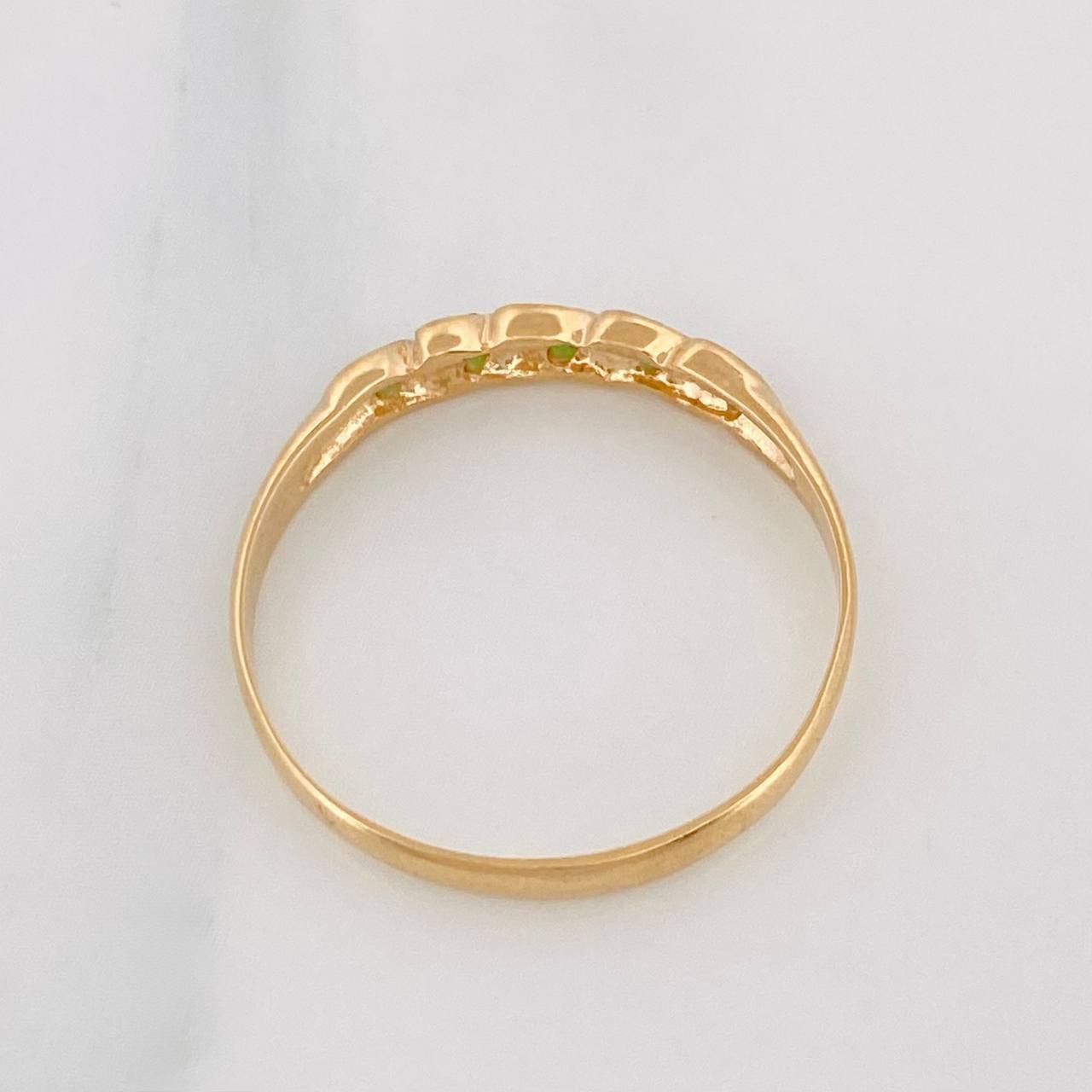 Anillo Churumbela Hoja Esmeraldas 30pts 1.65g / T9 Oro Amarillo 18K