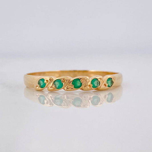 Anillo Churumbela Hoja Esmeraldas 30pts 1.65g / T9 Oro Amarillo 18K