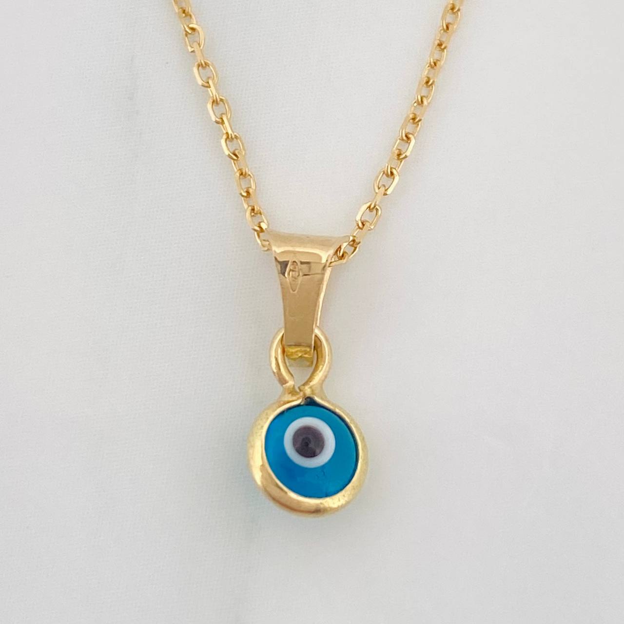 Set Cadena Aro Seguido + Dije Ojo Turco / 1.5g / 45cm Oro Amarillo 18K