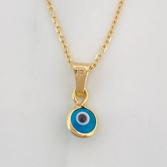 Set Cadena Aro Seguido + Dije Ojo Turco / 1.5g / 45cm Oro Amarillo 18K