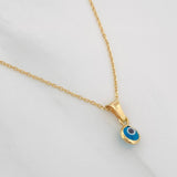 Set Cadena Aro Seguido + Dije Ojo Turco / 1.5g / 45cm Oro Amarillo 18K