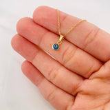 Set Cadena Aro Seguido + Dije Ojo Turco / 1.5g / 45cm Oro Amarillo 18K