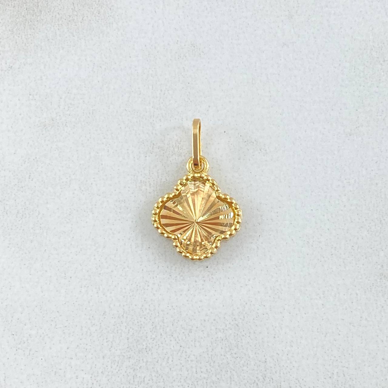 Dije Trebol 0.7gr / 1.6cm-Bordeado Diamantado Oro Amarillo Nac.Esp. 18K ©