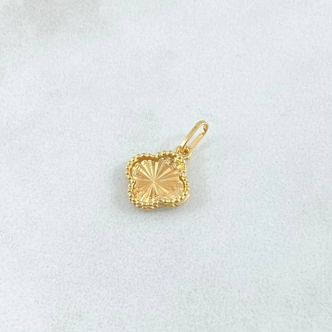 Dije Trebol 0.7gr / 1.6cm-Bordeado Diamantado Oro Amarillo Nac.Esp. 18K