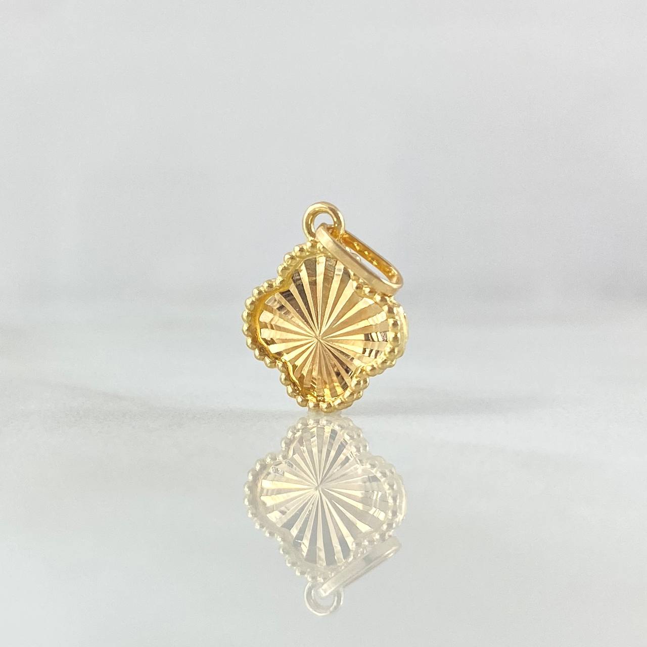 Dije Trebol 0.7gr / 1.6cm-Bordeado Diamantado Oro Amarillo Nac.Esp. 18K ©