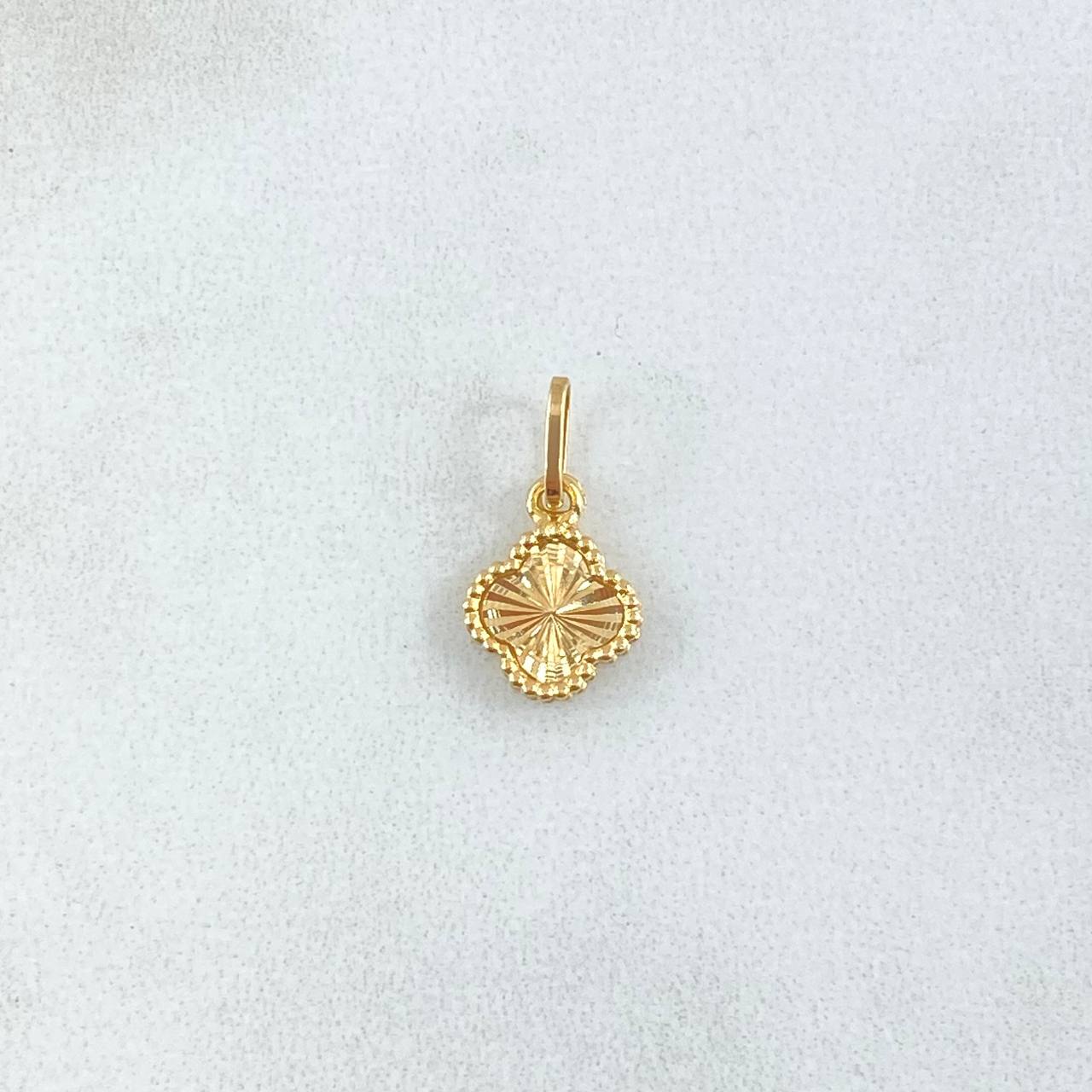 Dije Trebol 0.5gr / 1.4cm-Bordeado Diamantado Oro Amarillo Nac.Esp. 18K ©
