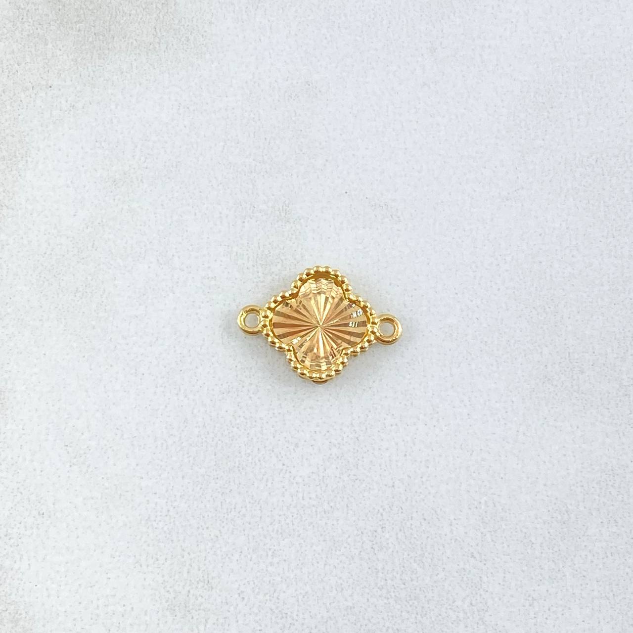 Herraje Trebol 0.65gr / 1.5cm-Bordeado Diamantado Oro Amarillo Nac.Esp. 18K *