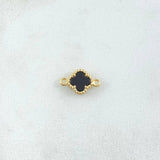 Herraje Trebol 0.7gr / 1.3cm-Bordeado Negro Oro Amarillo Nac.Esp. 18K ©