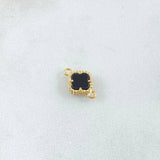 Herraje Trebol 0.7gr / 1.3cm-Bordeado Negro Oro Amarillo Nac.Esp. 18K