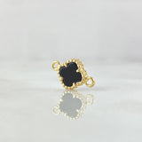 Herraje Trebol 0.7gr / 1.3cm-Bordeado Negro Oro Amarillo Nac.Esp. 18K ©