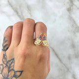 Anillo  Mariposa Papilio  3.65gr / T8 /  Circones Azul Fucsia Naranja Rosa Oro Amarillo 18K