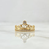 Anillo Corona Quinces  1.8gr / T5 1/2 / Circones Blancos Oro Amarillo 18K