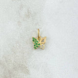Dije Mariposa Parcial 0.45gr / 1cm / Circones Verdes y Blancos Oro Amarillo 18K *