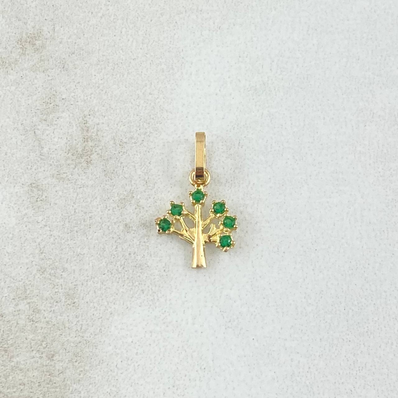 Dije Arbol 0.35gr / 1.5cm / Circones Verdes Oro Amarillo 18K *