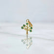 Dije Arbol 0.35gr / 1.5cm / Circones Verdes Oro Amarillo 18K *