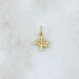 Dije Arbol 0.3gr / 1.4cm / Circones Blancos Oro Amarillo 18K ©