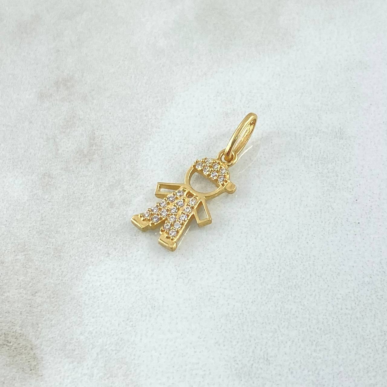 Dije Niño 1.15gr / 2.2cm / Circones Blancos  Oro Amarillo 18K ©