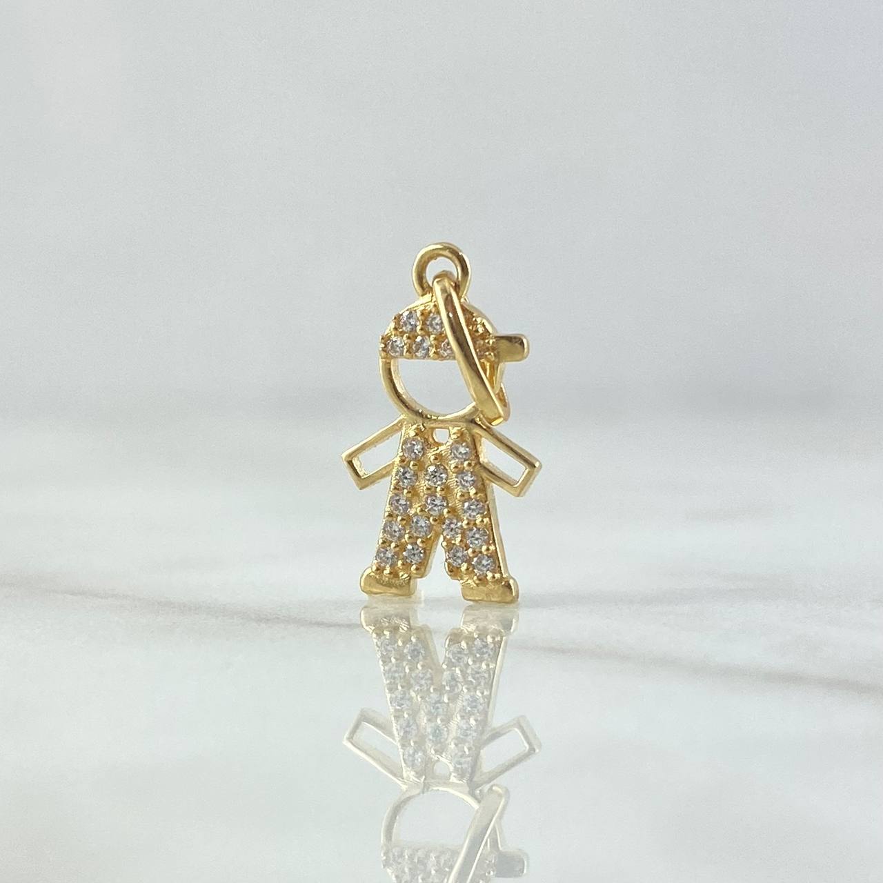 Dije Niño 1.15gr / 2.2cm / Circones Blancos  Oro Amarillo 18K ©