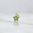 Dije Flor 0.35gr / 1.2cm / Circones Verdes Oro Amarillo 18K *