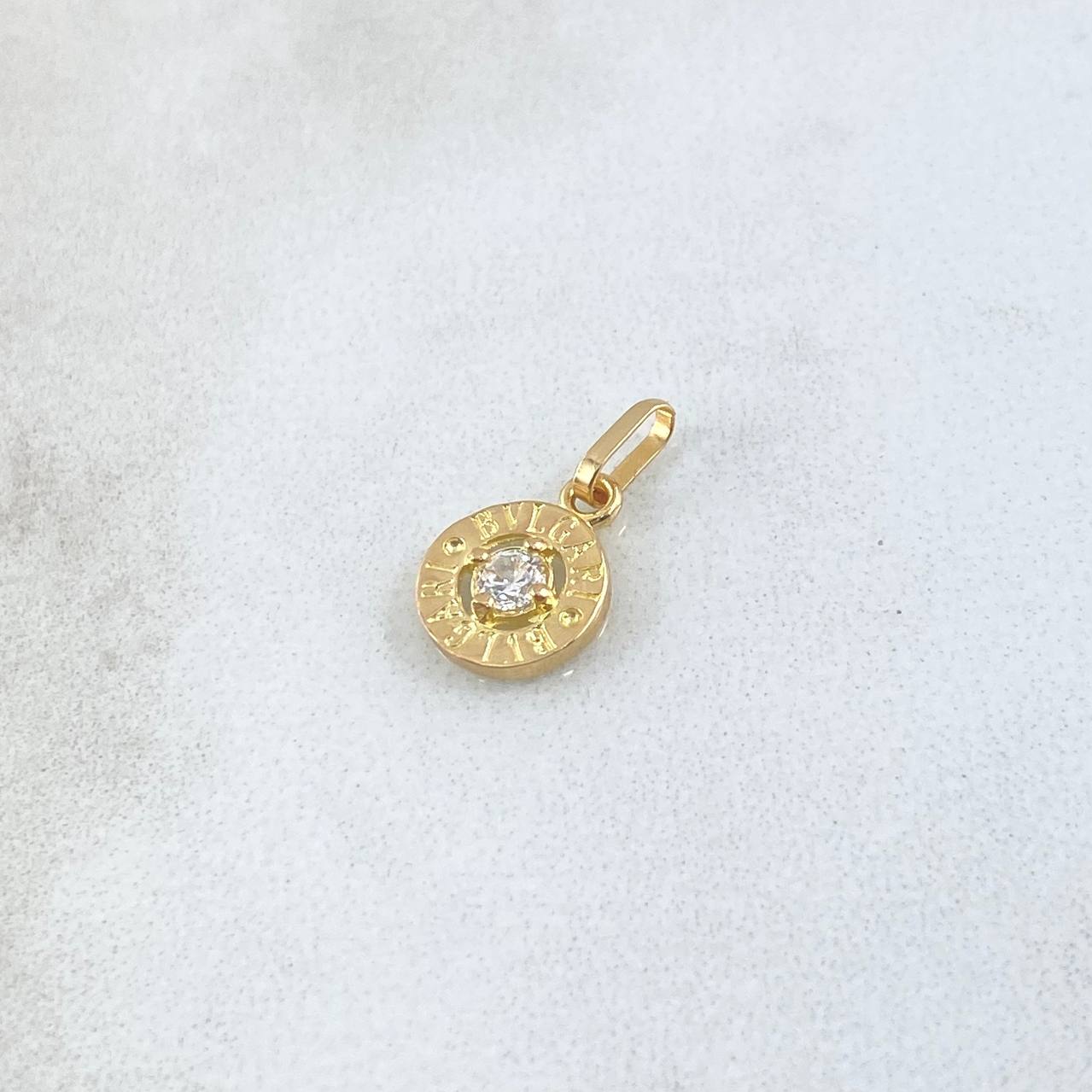 Dije Rustico 0.5gr / 1.4cm / Circon Blanco Oro Amarillo 18K ©