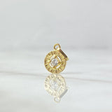 Dije Rustico 0.45gr / 1.3cm / Circon Blanco Oro Amarillo 18K *