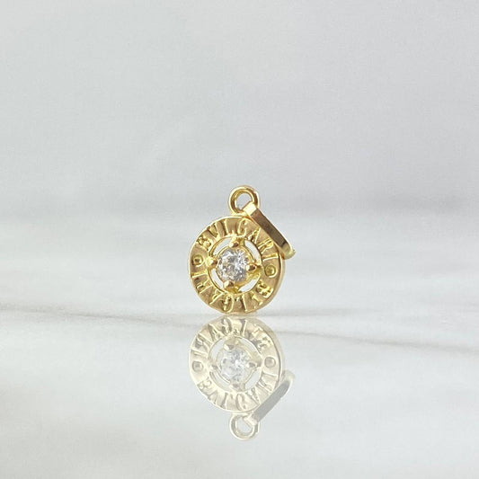 Dije Rustico 0.5gr / 1.3cm / Circon Blanco Oro Amarillo 18K *