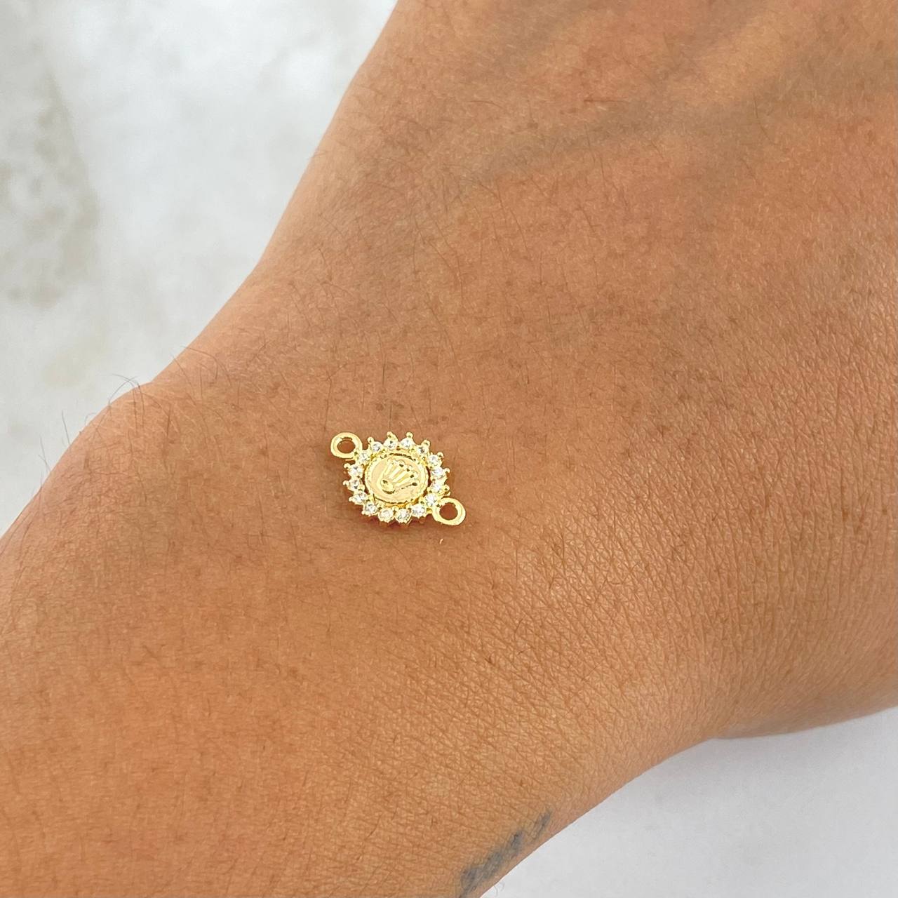 Herraje Corona RX 0.4gr / 1.3cm / Circones Blancos Oro Amarillo 18K