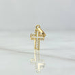 Dije  Cruz Parcial 0.35gr / 1.5cm / Circones Blancos Oro Amarillo 18K ©