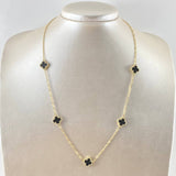 Cadena Aro Seguido Treból VCyA 7.3gr / 50cm / 1.5mm Onix Negro Punteado 5und Oro Amarillo Nac.Esp. 18K *