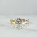 Anillo Solitario Puente 2.5gr / T 7 / Circones Blancos Oro Amarillo 18K