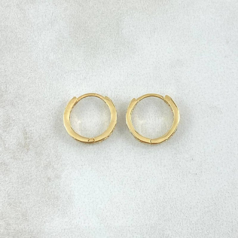 Candongas Carril 1.4gr / 1.1cm / Circones Blancos Oro Amarillo 18K ©