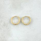 Candongas Carril 1.4gr / 1.1cm / Circones Blancos Oro Amarillo 18K ©
