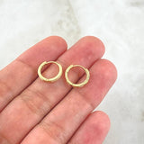 Candongas Carril 1.4gr / 1.1cm / Circones Blancos Oro Amarillo 18K ©