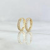 Candongas Carril  1.4gr / 1cm Circones Blancos  Oro Amarillo 18K