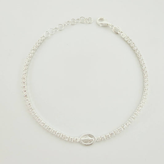 Pulso Tennis Virgen Milagrosa 3.85 g / 20.3 cm / 2.2 mm Plata 925